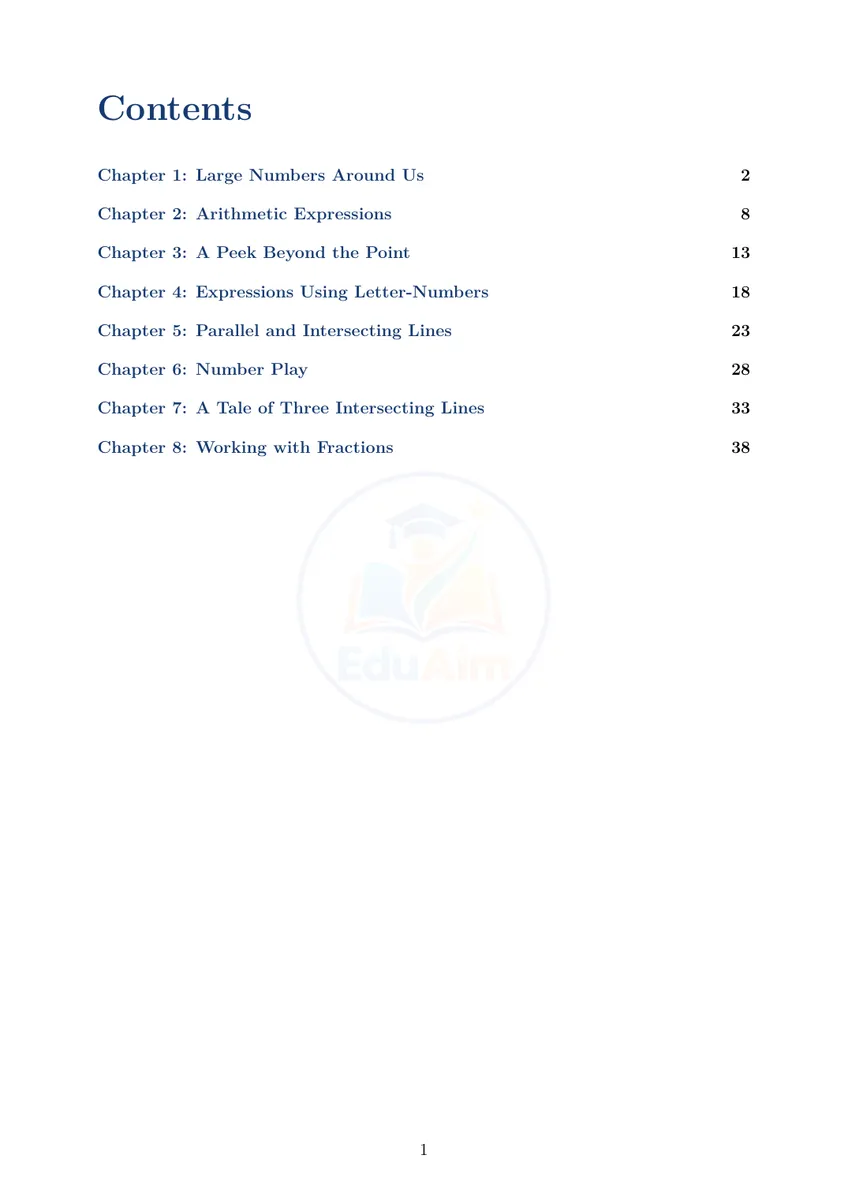 Class 7 Ganita Prakash Part I contents preview